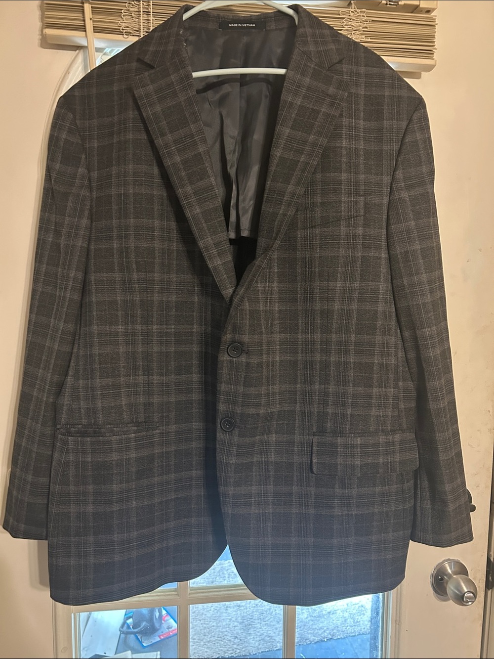 Kenneth Cole Men's Charcoal Gray Plaid Sport Coat
